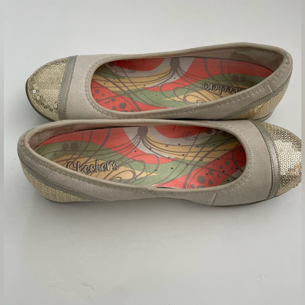 Skechers Gold and Cream Women's Flats - Picture 2 of 7